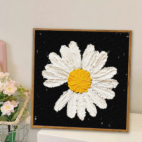 权志龙雏菊石英砂肌理画DIY高级