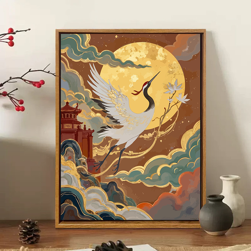 敦煌中古风仙鹤DIY数字油画