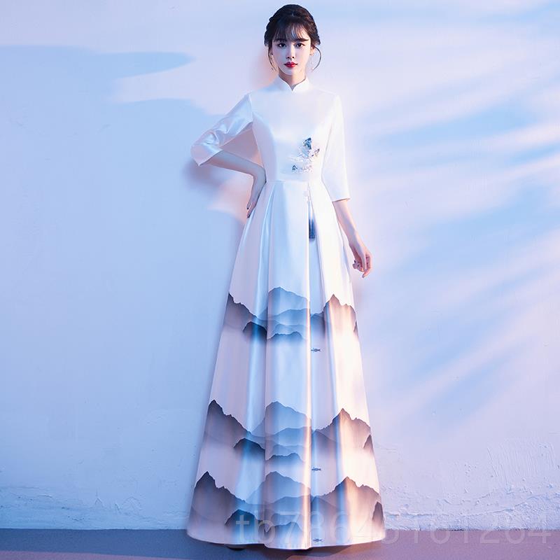 正品合唱团出服女长服裙中国演成风人宴会指挥舞台水墨合唱队比赛