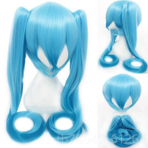 正品秋叶风双马尾cos假发女1 0CM初音miku 钢音 梅花2岩 千本樱黑