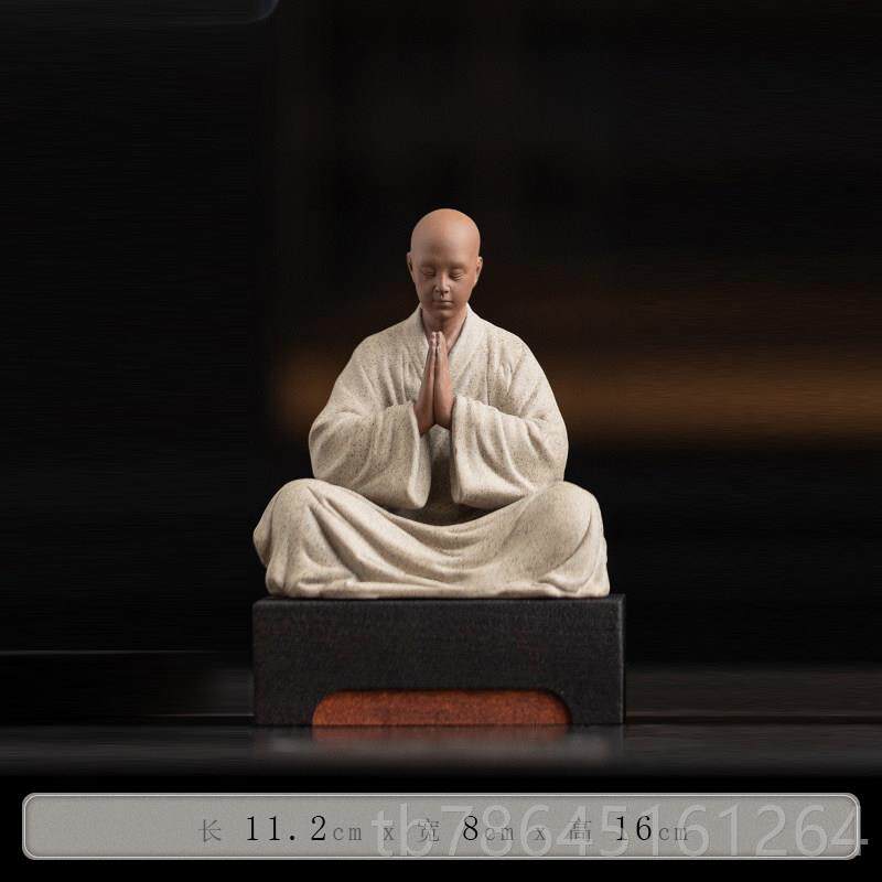 正品久造新中式禅意不桌小和尚茶宠陶瓷饰茶桌面装小摆件小四沙弥
