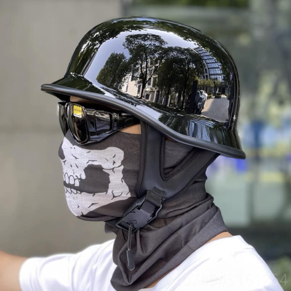 正品美国混骑乱之子bornfree夏季瓢盔皮瓜电镀古机复车士头盔哈雷