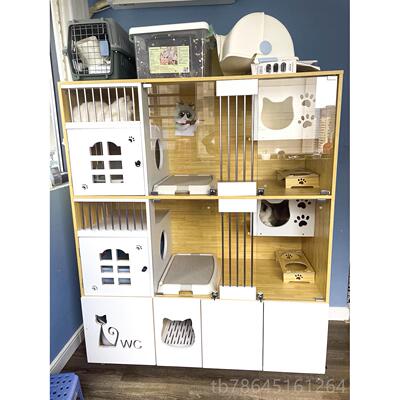 正品窝猫别墅实木子家用猫笼子防水繁育猫房室内猫房子猫屋猫猫舍