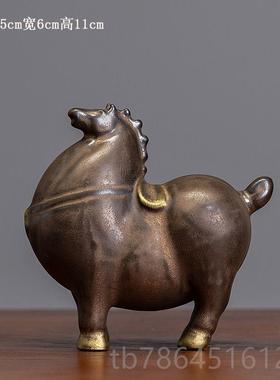 正品陶电马摆件创瓷意招财唐马家居客厅视柜办室装饰公工艺品乔迁