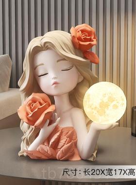 正品捧花女钱存罐奶油风客厅入户酒玄关孩柜摆件儿童房装饰品生日