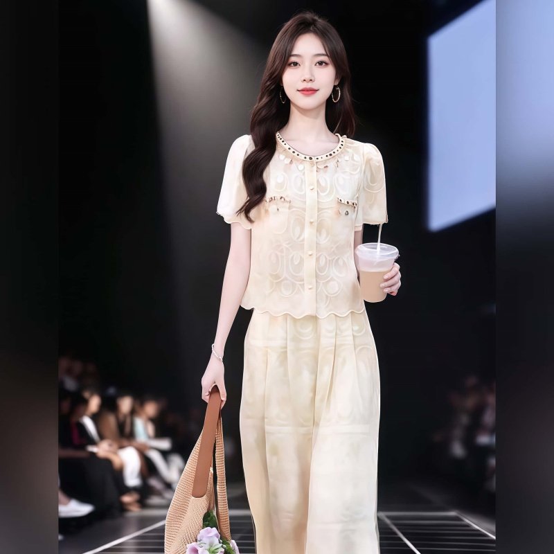 Fashion Master时尚大师女装夏季短袖法式气质蕾丝上衣宽松阔腿裤,女装/女士精品,时尚套装,淘宝优惠券,粉丝福利购,淘宝优惠卷