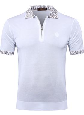 UOMO COLLEZIONI短袖POLO衫蚕丝T恤2025春夏新商务透气弹性男翻领