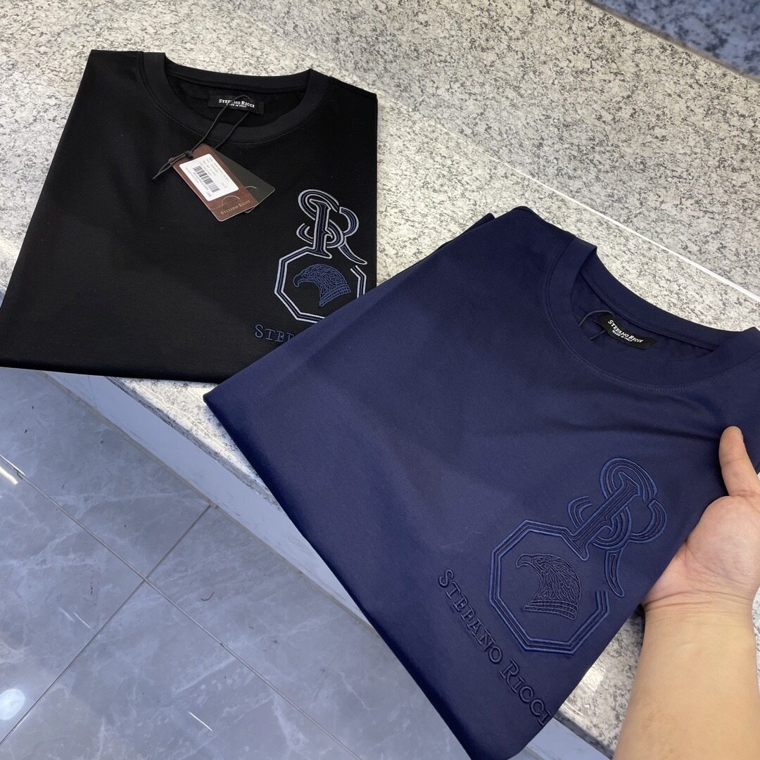 Stef*no R**ci短袖T恤棉2025夏新刺绣户外百搭休闲圆领男潮S-XXXL