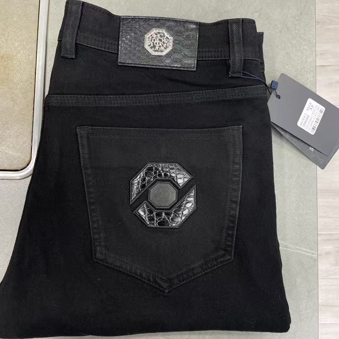 Stef*no R**ci牛仔裤2025秋冬厚新史蒂芬SR刺绣休闲大码30-42裤子