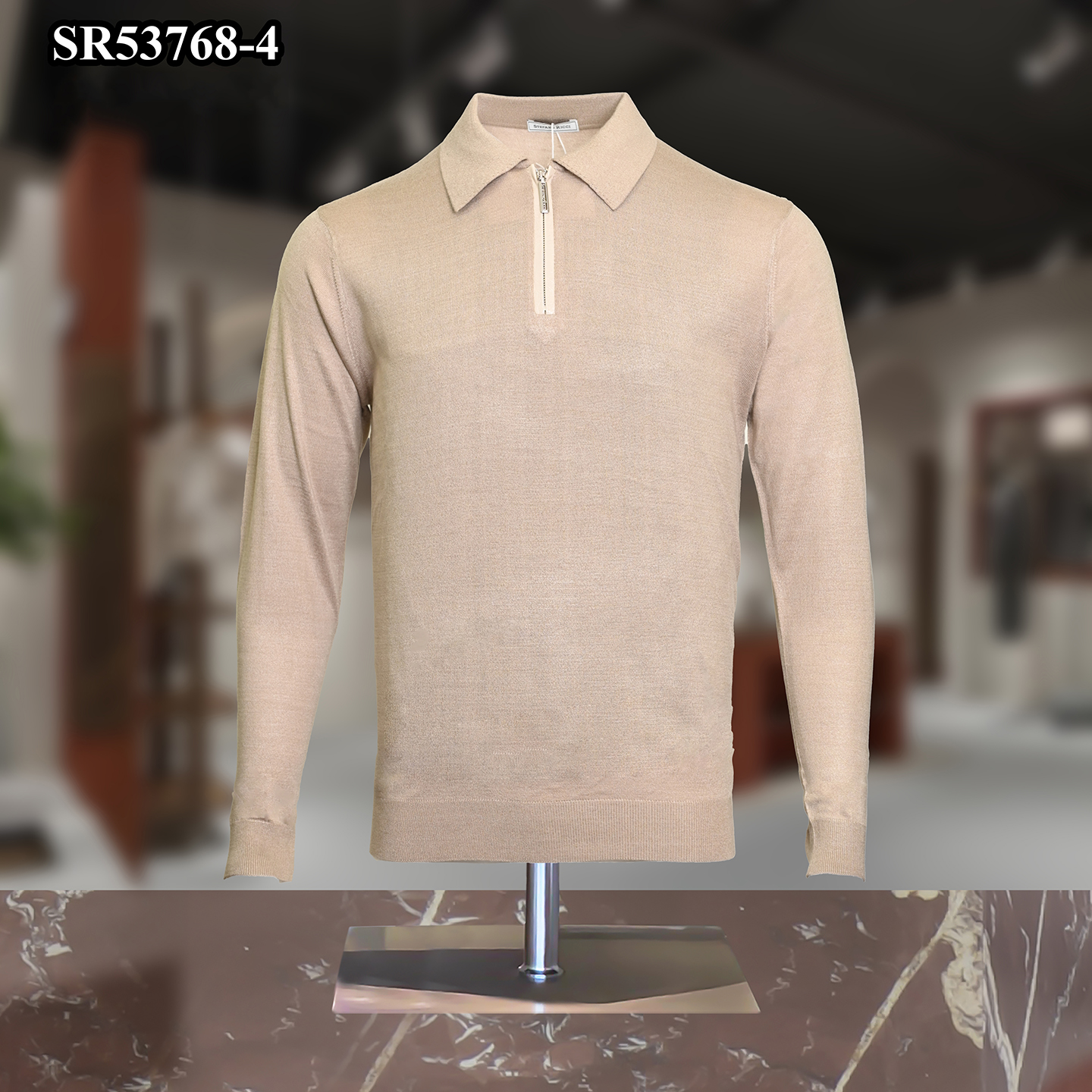 Stef*no R**ci毛衣羊绒牛皮针织衫2025秋冬新弹性印花休闲M-4XL