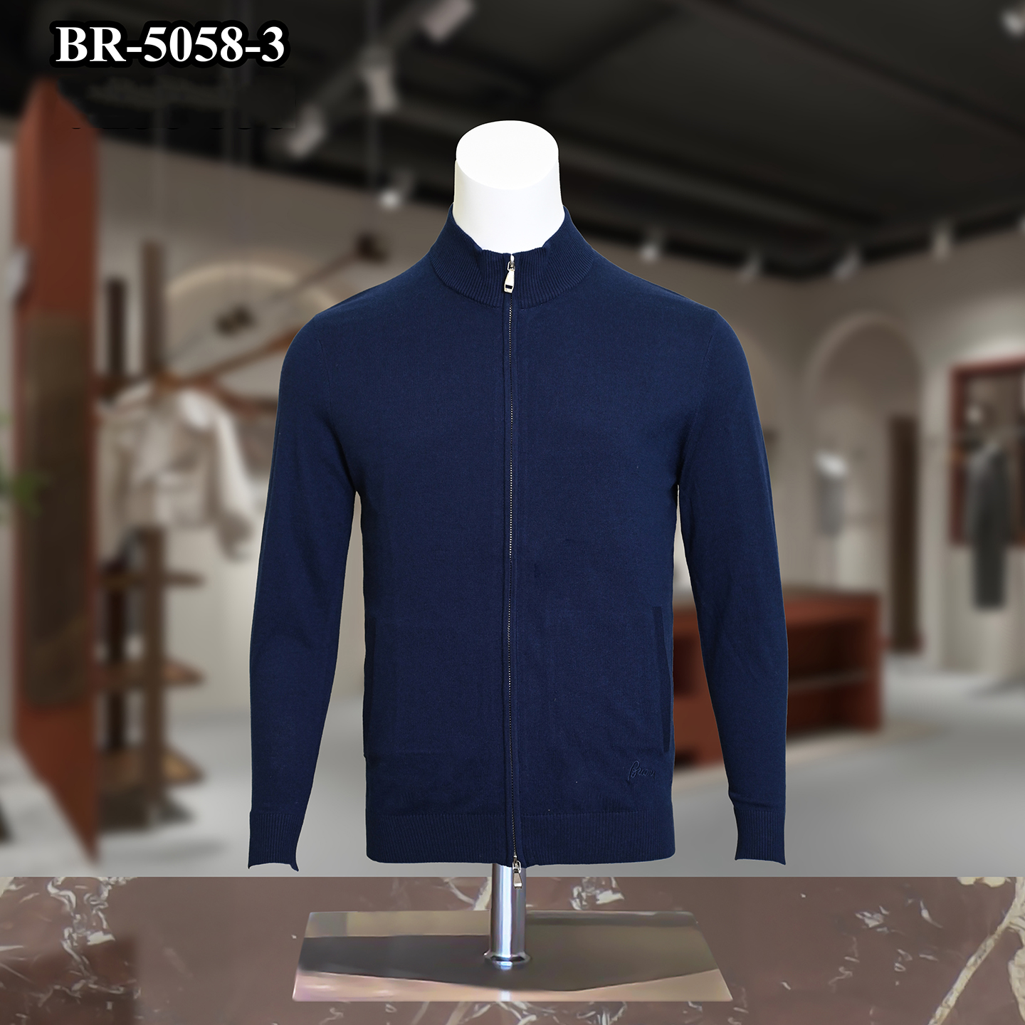 Bri*ni毛衣针织衫羊绒2025秋冬新保暖弹性长袖拉链M-4XL开衫外套