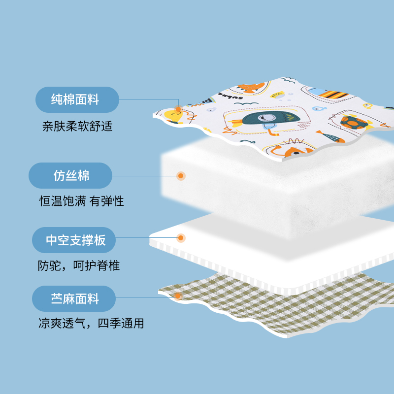 婴儿车硬板坐垫宝宝护脊棉垫伞车防驼支撑靠垫V苎麻席四季通用
