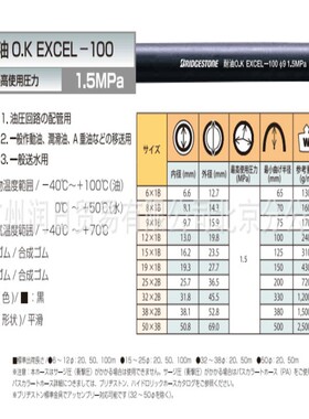 日本进口BRIDGESTONE低压油管 耐油 O.K. エクセル 100 12*1B