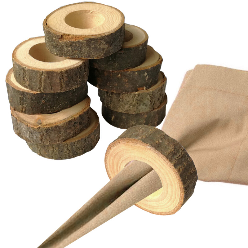 木质摆件乡村复古木制品树桩餐巾环婚礼酒店餐桌装饰摆台树皮木桩