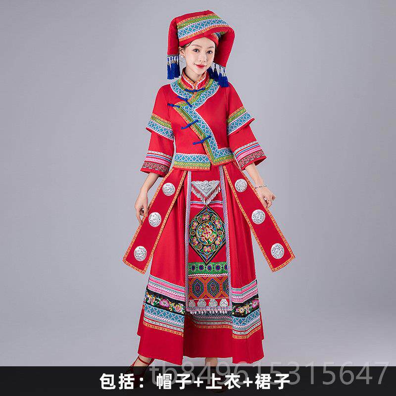高档广西壮服装成南宁三月族三少人数民族饰女盛装壮锦刺绣服演出