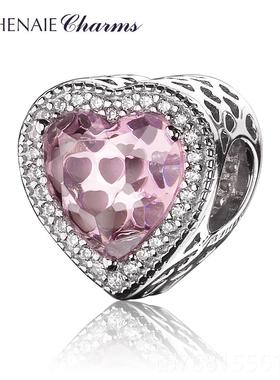 正品粉色女爱心925银手链韩版送简约个时尚手性镯情侣女友生日礼