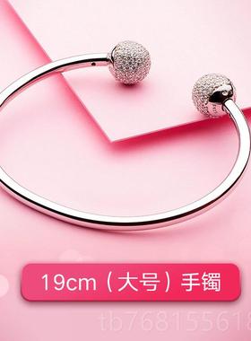 正品92约5纯银开奢口手镯女轻简ins风小众设计网红手物镯生日礼送