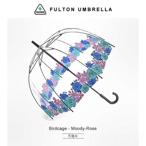 正品fulton英国王室轻富尔顿透明鸟笼伞复古长柄伞雨伞女进口品质