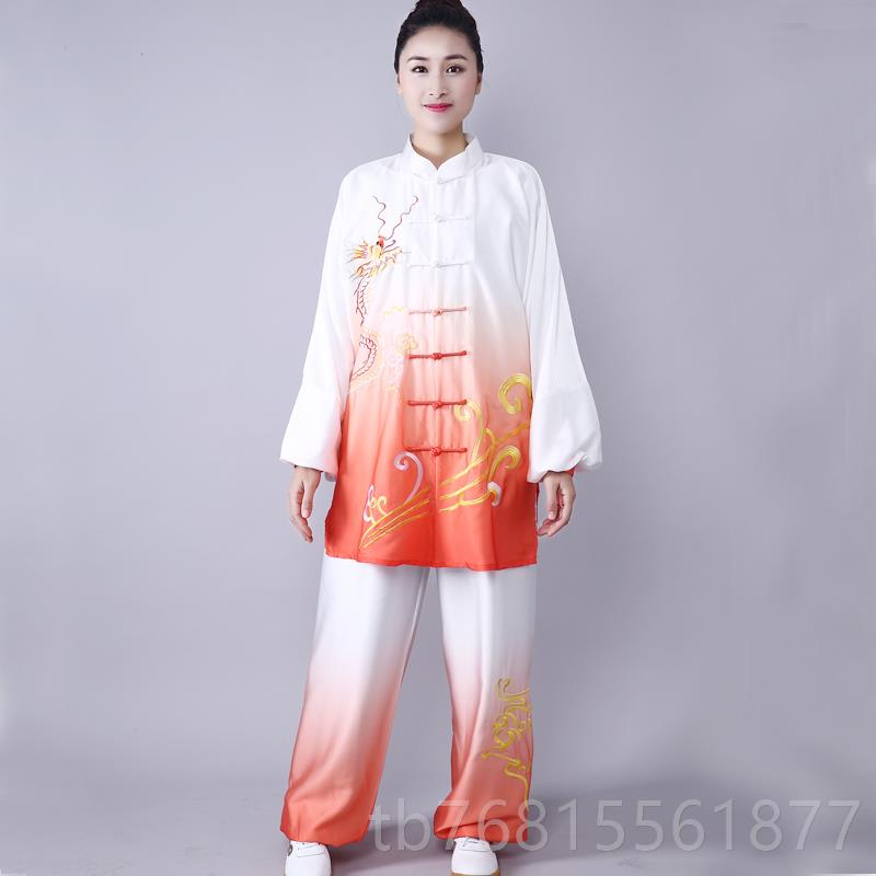 正品太极服秋披纱刺绣渐变绣花表演比赛练武功拳中国季风术三件套图片