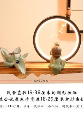 正品中式创意客厅招财流水摆件风水喷泉面生桌轮财循环手工陶新瓷