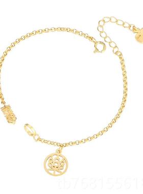 正品和田玉平安扣夹扣手链托 25纯银古法金碧玉手镯9复手链空托空