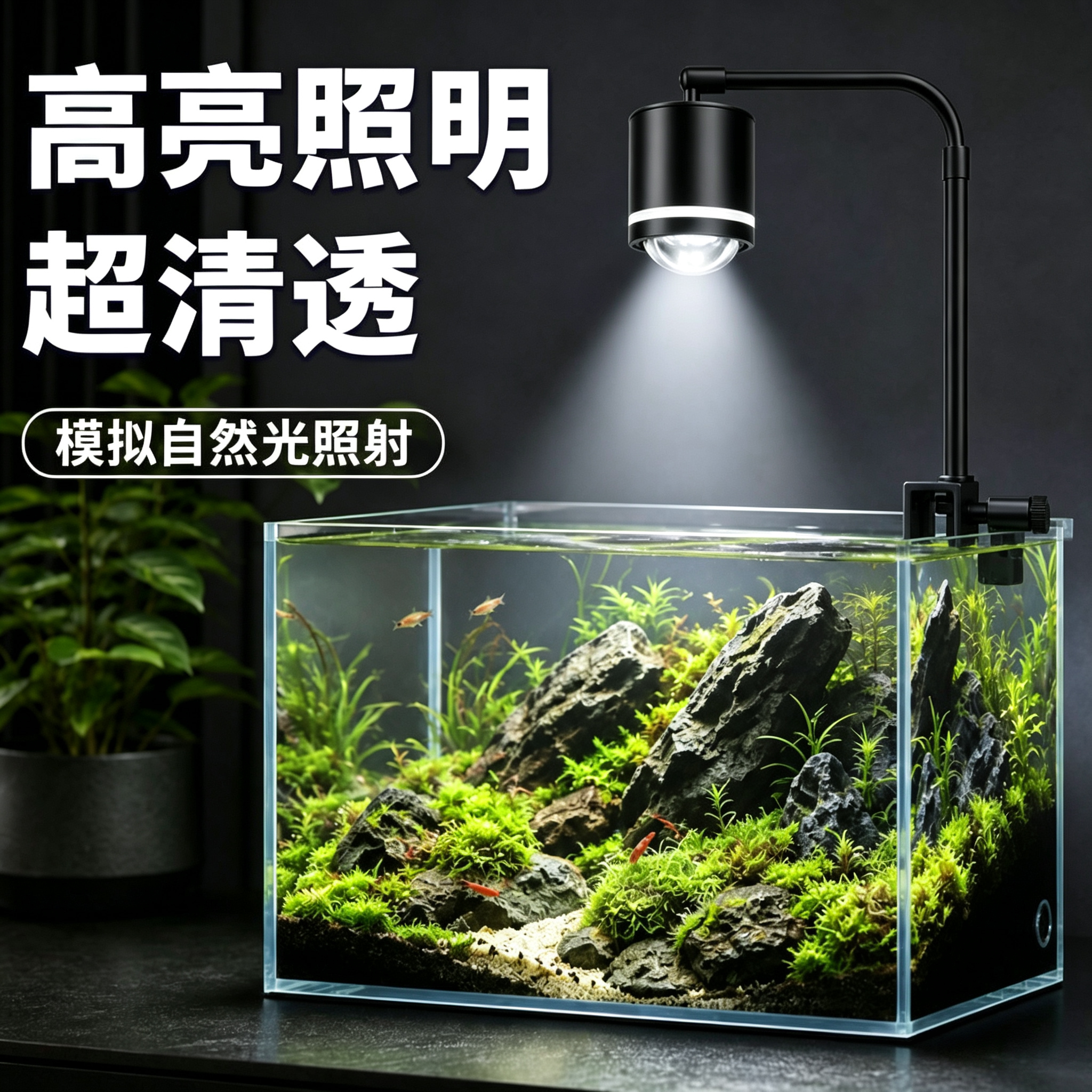 鱼缸原生溪流专用照明金鱼灯 增艳观赏灯智能高亮爆藻水草LED筒灯