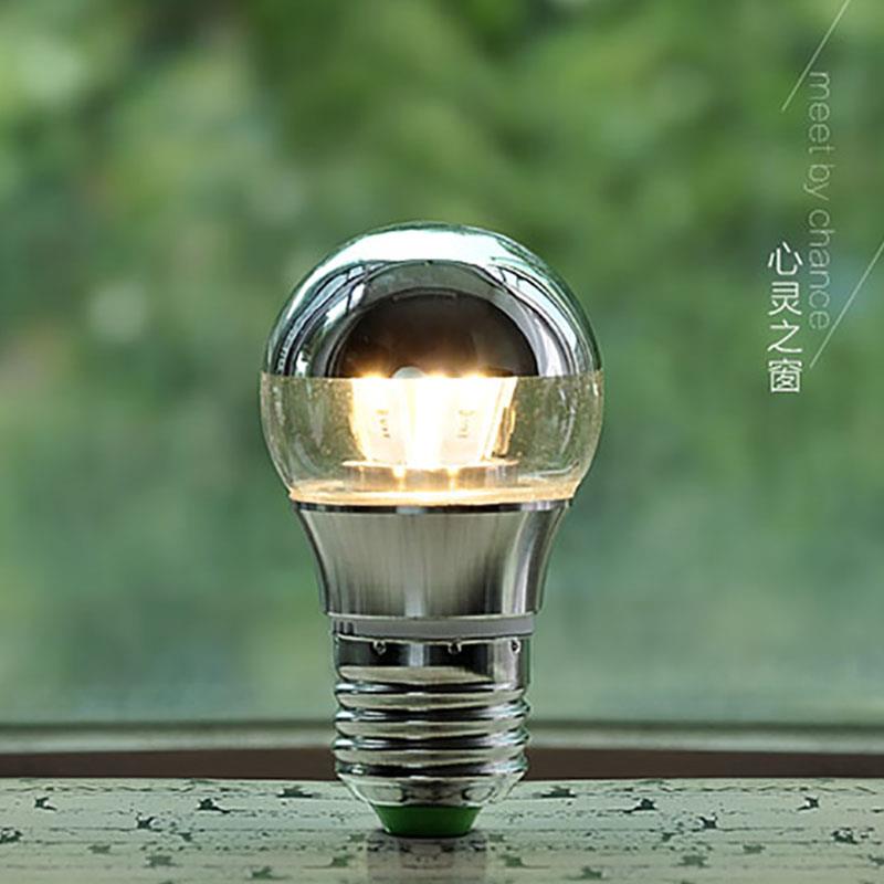 LED半电镀水银反射无影灯泡G45E27E14螺口家用镀金球泡魔豆灯光源