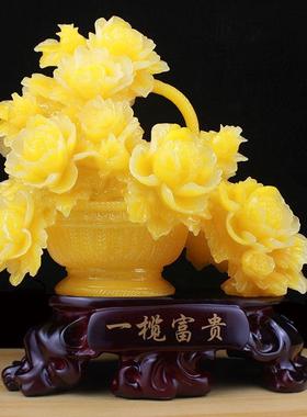 一揽富贵平安牡丹花摆件新房装饰品家居摆设乔迁新居礼品结婚礼物