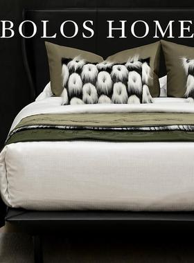 柏洛斯Colorful『靛青』高端轻奢绿色系床用腰枕高级感样板间卧室