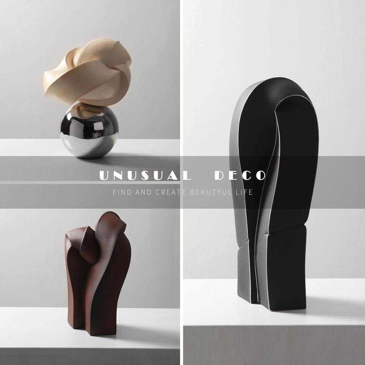 UNUSUAL DECO现代样板间手工饰品方管扭转花器书房电视柜桌面摆件