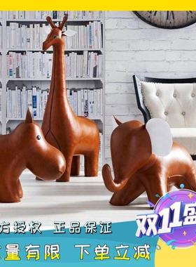 台湾zuny动物皮质书档大象狮子河马 长颈鹿摆件圣诞节元旦礼物