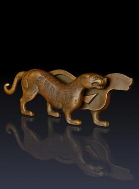 纯黄铜老虎护身符装饰品家庭老虎护身符镇纸装饰品士兵护身符令牌