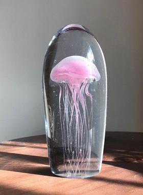 淄博琉璃玻璃水晶球家居装饰品夜光水母动物地中海洋生日礼物摆件