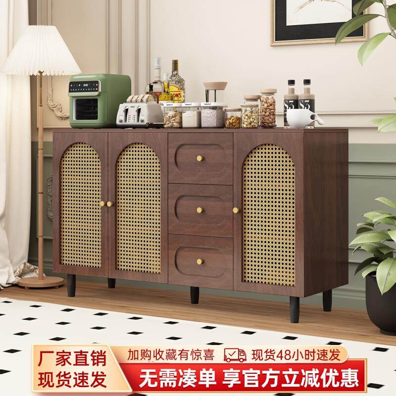 法式餐边柜客厅靠墙一体茶水柜藤编储物柜家用防尘收纳柜复古斗柜,住宅家具,餐边柜,淘宝优惠券,粉丝福利购,淘宝优惠卷
