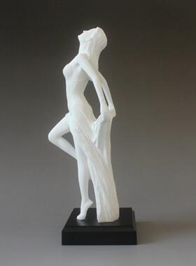 创意美女人物雕塑艺术装饰工艺品现代简约家居客厅样板房白色摆件