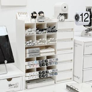 斜插式笔筒儿童男孩书桌文具马克笔的置物架多格大容量带抽屉笔架