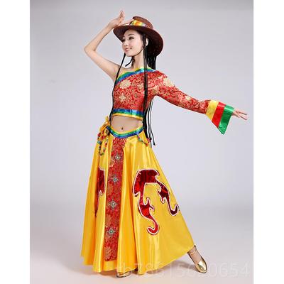 高档少数古民族舞蹈服装女表演唐拉风舞成人康定藏民族舞情演出大