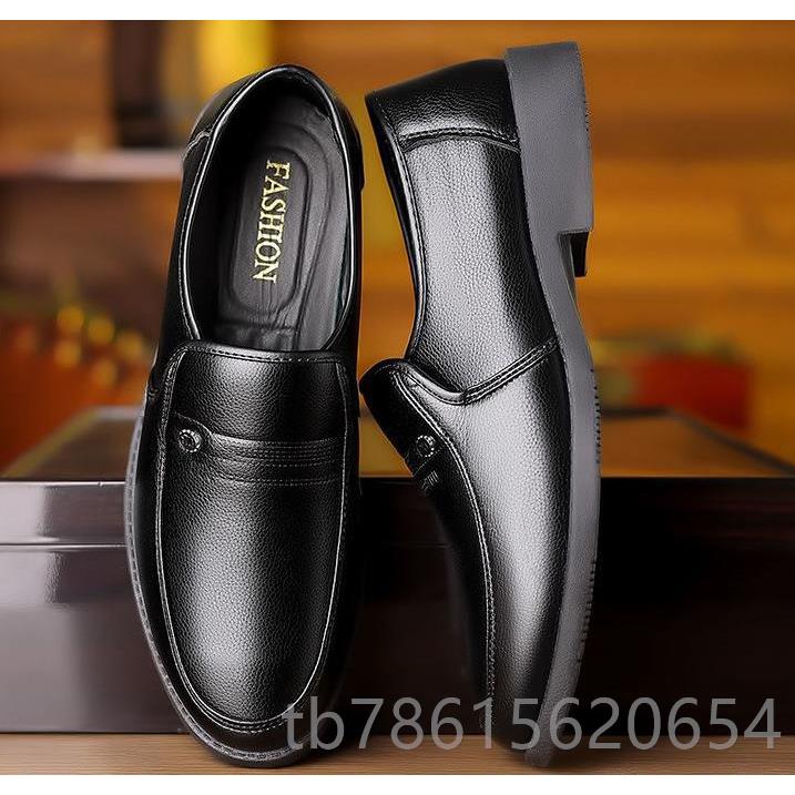 高档真滑皮皮鞋男透软气商务正软皮底上班面试低帮西装男增高装防