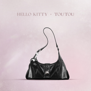 TOUTOUhellokitty凯蒂猫哈喽kt黑色hobo腋下包上课通勤单肩斜挎包