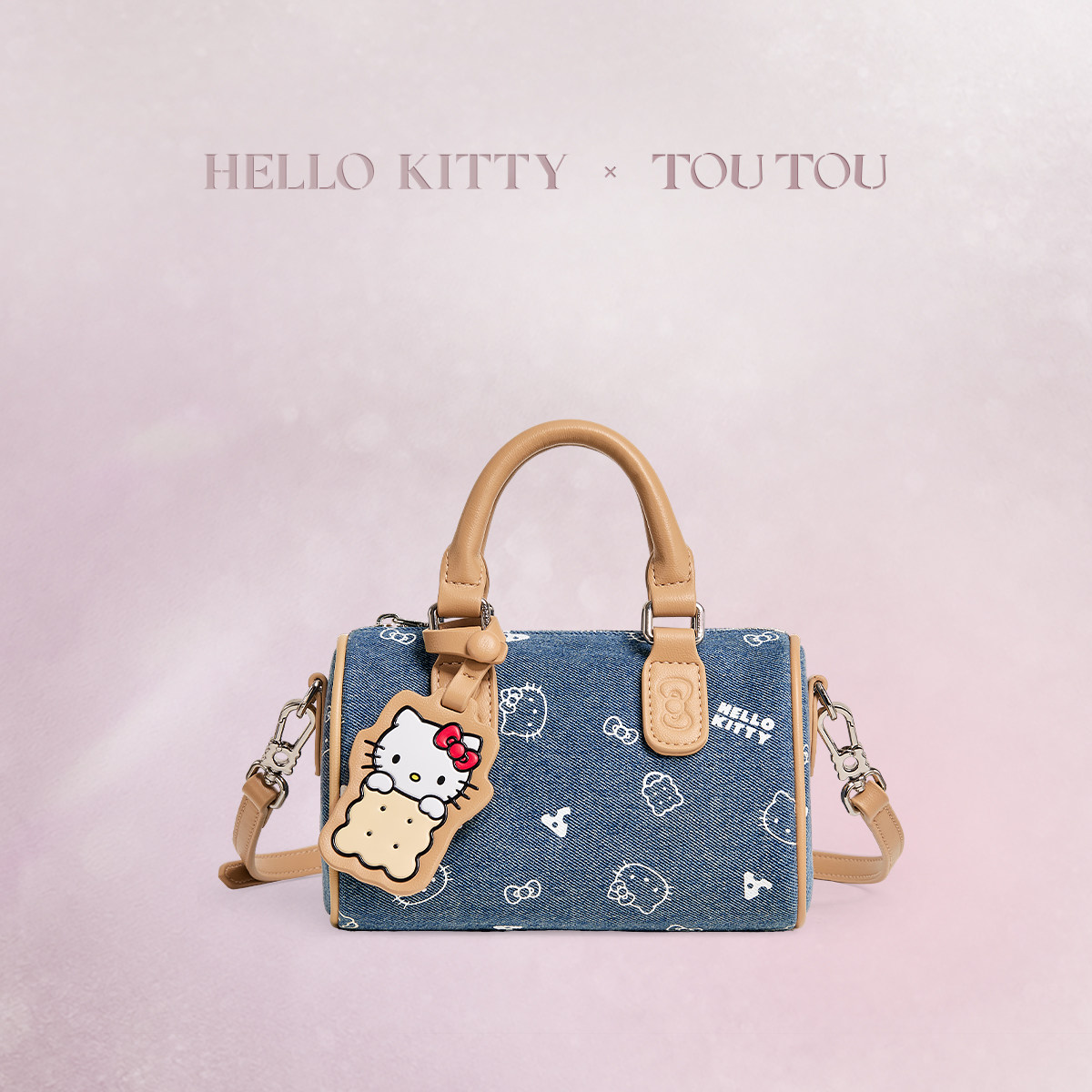 毕业礼物TOUTOUhellokitty联名三丽鸥丹宁牛仔波士顿包斜挎包包女