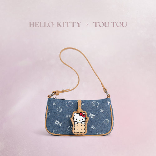 TOUTOUhellokitty凯蒂猫牛仔法棍腋下包哈喽kt单肩斜挎包生日礼物