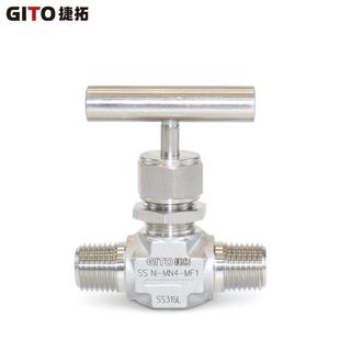 双外丝模锻体针阀316L一字手柄高压3000PSI不锈钢针阀