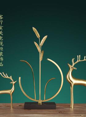 黄铜鹿摆件电视柜酒柜轻奢摆件创意结婚礼物搭配客厅家居装饰品