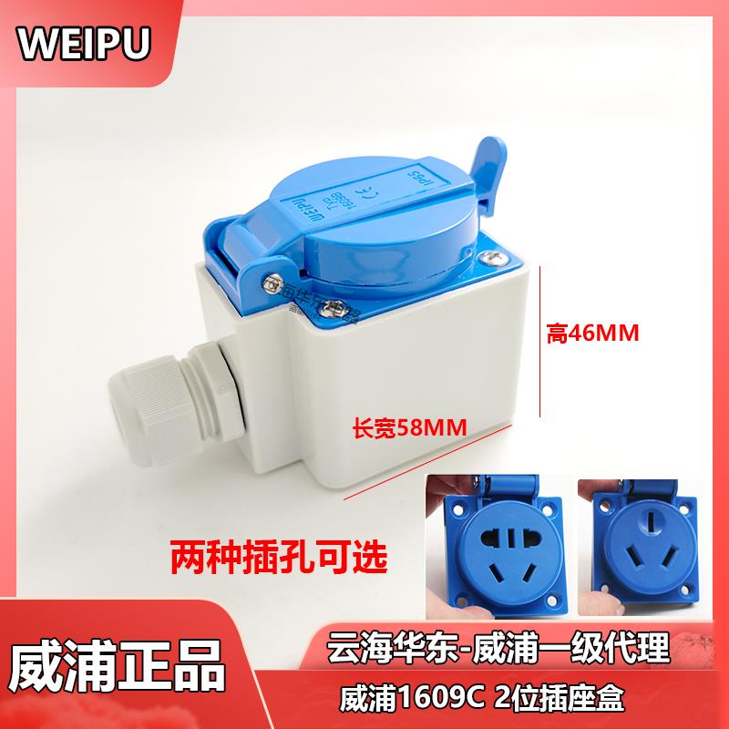 WIEPU威浦威普TYP1619B 1618B 电源插座5孔10A16A防水工业2孔+3孔