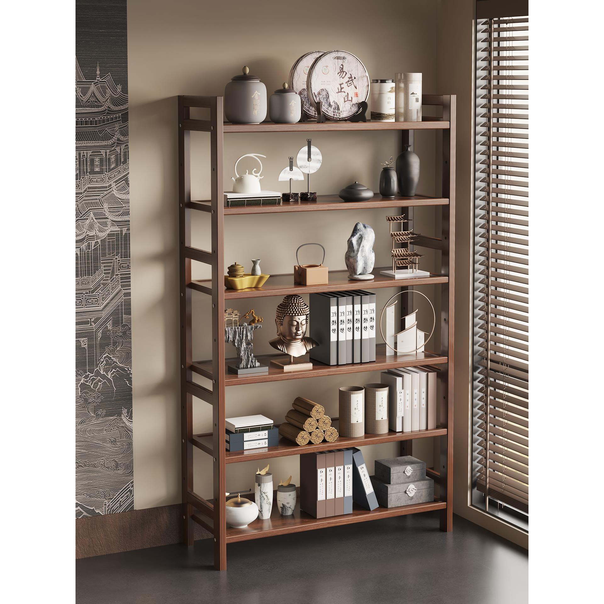 博古架中式茶具置物架茶叶摆件非实木展示架子小型茶室茶水收纳柜