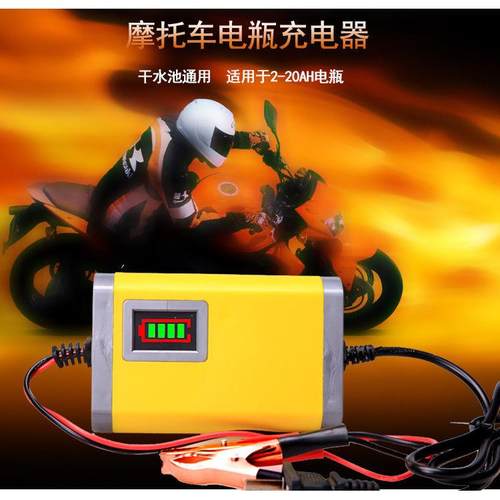 12V1A2A6A踏板摩托车电瓶充电器12V蓄电池全自动充电机