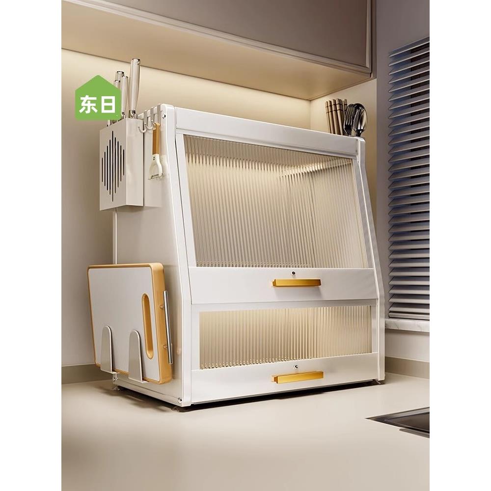 带门碗柜家用厨房碗筷餐具收纳盒小型台面放碗碟碗盘收纳沥水碗架