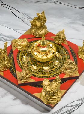 精选铜八方聚财阵葫芦龙龟金蟾貔貅罗盘麒麟聚宝盆招财家居店铺摆