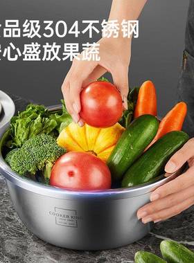 邮LBQ大皇304不锈钢盆筛可组合套装家炊用多规格厨包洗菜盆沥水房