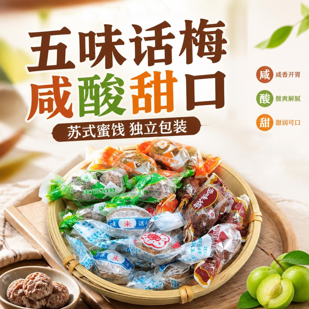 开味来话梅多味梅广澳李香草苏式蜜饯话李苏州老式梅子小吃零食